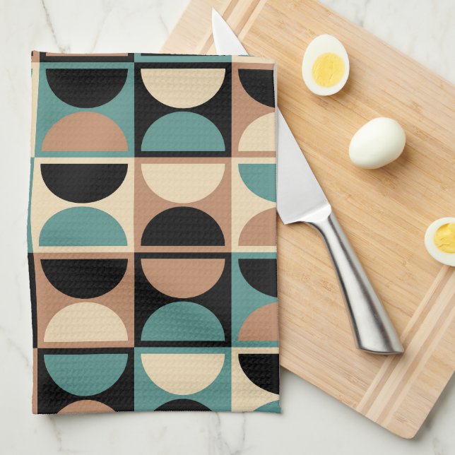 Mid-Century-Modern geometrisches abstraktes Muster Geschirrtuch (Viertel Falte)