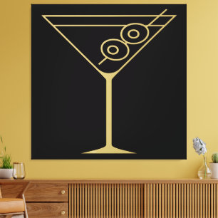 Mid Century Modern Gold 2 Olive Martini auf Deutsc Leinwanddruck