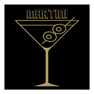 Mid Century Modern Gold 2 Olive Martini auf Deutsc Poster