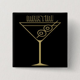 Mid Century Modern Gold 2 Olive Martini Button