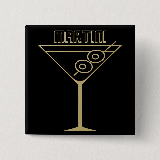 Mid Century Modern Gold 2 Olive Martini Button (Vorderseite)