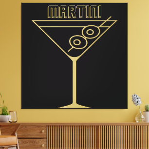 Mid Century Modern Gold 2 Olive Martini Leinwanddruck
