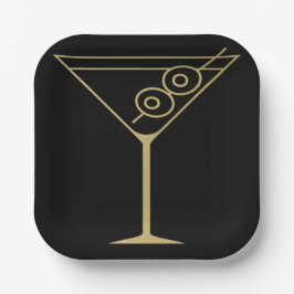Mid Century Modern Gold 2 Olive Martini Pappteller