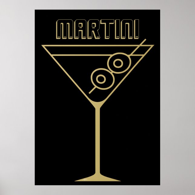 Mid Century Modern Gold 2 Olive Martini Poster (Vorne)