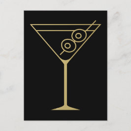 Mid Century Modern Gold 2 Olive Martini Postkarte