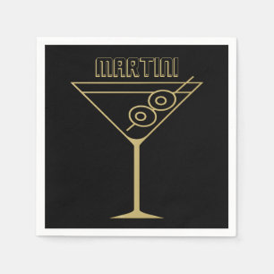 Mid Century Modern Gold 2 Olive Martini Serviette