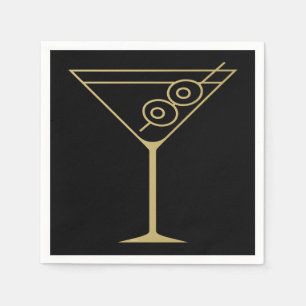 Mid Century Modern Gold 2 Olive Martini Serviette