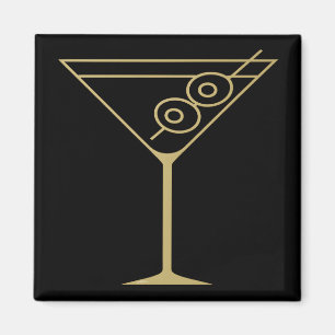 Mid Century Modern Gold 2 Oliven-Martini Magnet