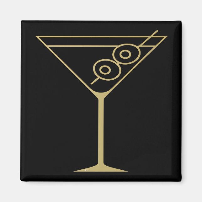 Mid Century Modern Gold 2 Oliven-Martini Magnet (Vorne)