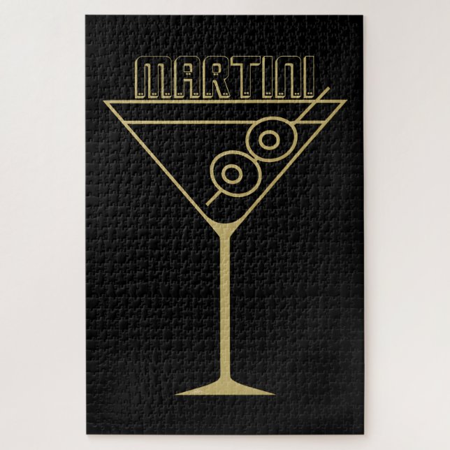 Mid Century Modern Gold 2 Oliven-Martini Puzzle (Vertikal)