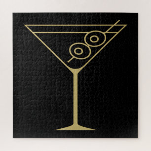 Mid Century Modern Gold 2 Oliven Martini Puzzle