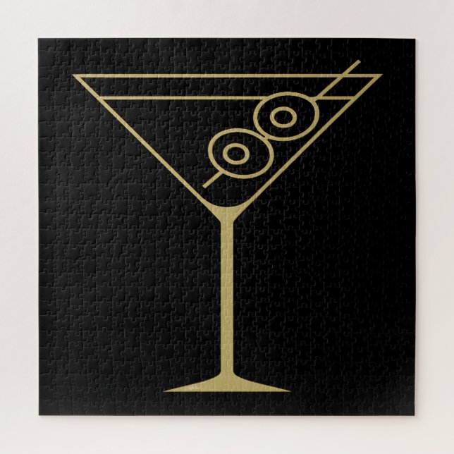 Mid Century Modern Gold 2 Oliven Martini Puzzle (Vertikal)