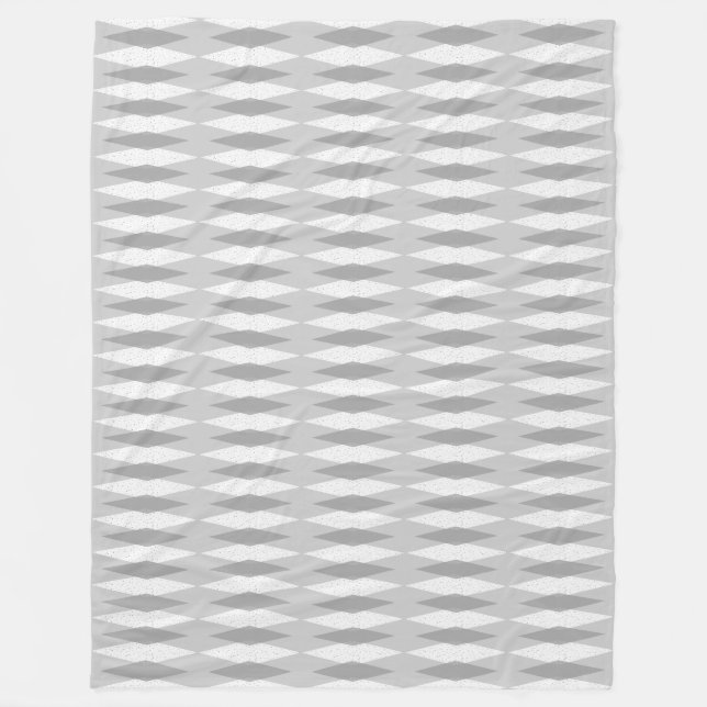 Mid Century Modern Graue Argyle-Plüschdecke Fleecedecke (Vorderseite)