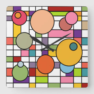 Mid-Century Modern Grid Quadratische Wanduhr