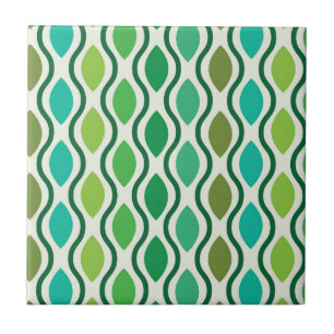 Mid Century Modern Grün Türkis Ogee-Muster Fliese