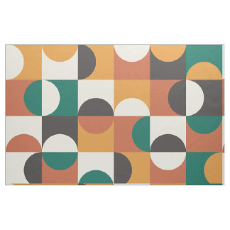 Mid Century Modern Half circles green and orange Stoff