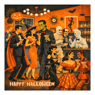Mid Century Modern Halloween Martini-Party Fotodruck