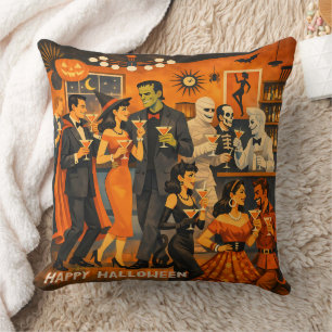 Mid Century Modern Halloween Martini-Party Kissen