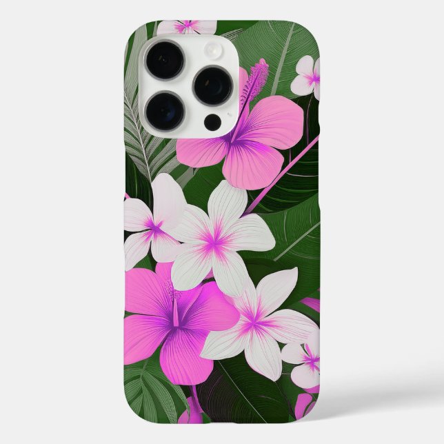 Mid-Century Modern Hawaiian Hibiscus and Plumeria Case-Mate iPhone Hülle (Rückseite)