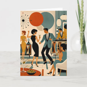Mid Century Modern Hip Martini Tanzparty Karte