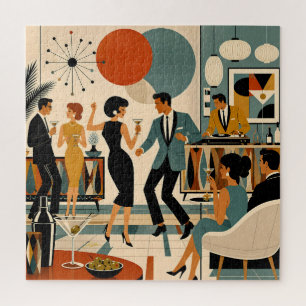Mid Century Modern Hip Martini Tanzparty Puzzle