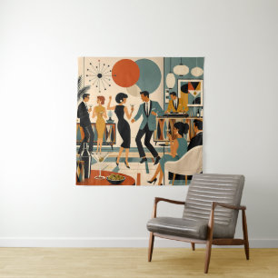 Mid Century Modern Hip Martini Tanzparty Wandteppich
