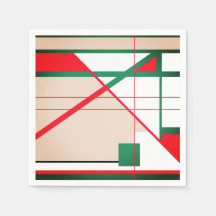 MId Century Modern in Red Green auf White Beige