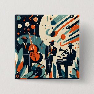 Mid Century Modern Jazz Age Trio Button