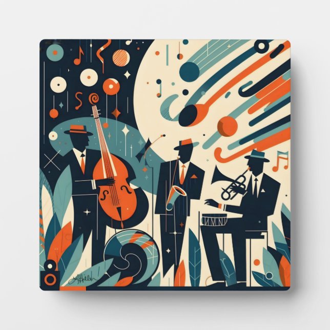 Mid Century Modern Jazz Age Trio Fotoplatte (Vorderseite)