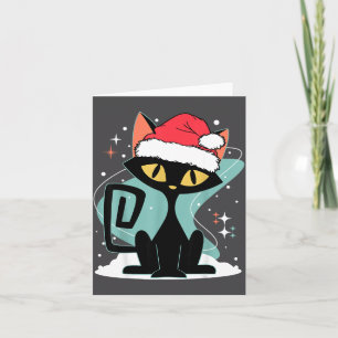 Mid Century Modern Katzen Santa Hut Weihnachten 70 Karte