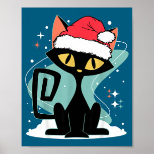 Mid Century Modern Katzen Santa Hut Weihnachten 70 Poster