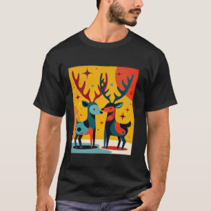 Mid Century Modern Kitschy Christmas Reindeer T-Shirt