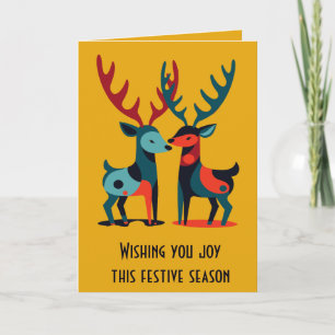 Mid-Century-Modern-Kitschy-Weihnachtsrentier Karte