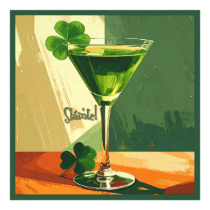 Mid Century Modern Kleeblatt Martini Sláinte! Fotodruck