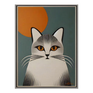 Mid-Century-Modern-Kunst Die Graue Katze Poster