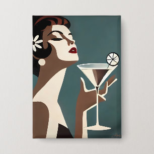 Mid Century Modern Kunst Die Martini-Diva Button