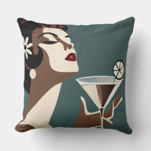 Mid Century Modern Kunst Die Martini-Diva Kissen
