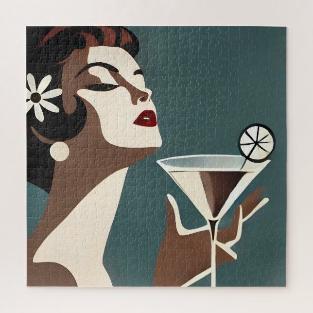 Mid Century Modern Kunst Die Martini-Diva Puzzle (Vertikal)
