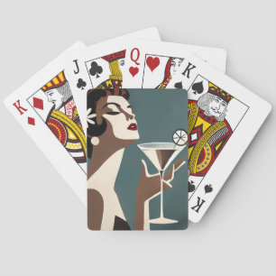 Mid Century Modern Kunst Die Martini-Diva Spielkarten
