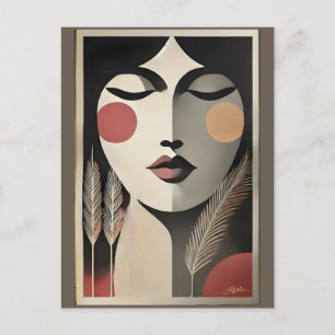 Mid-Century-Modern-Kunst-Meditation Postkarte