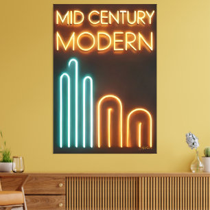 Mid-Century-Modern-Kunst Neon-Schild Design Leinwanddruck
