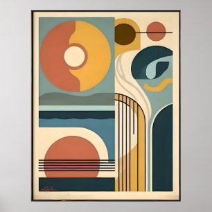 Mid Century Modern Kunst Sonnenaufgang Sonnenunter Poster