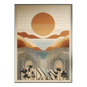 Mid Century Modern Kunst Spring Valley Lake Sonnen Fotodruck