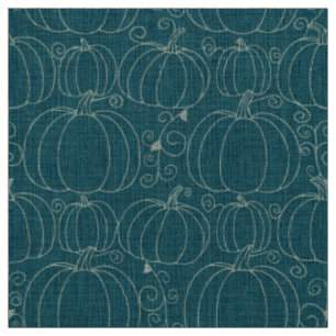 Mid-Century Modern Kürbis Teal Stoff