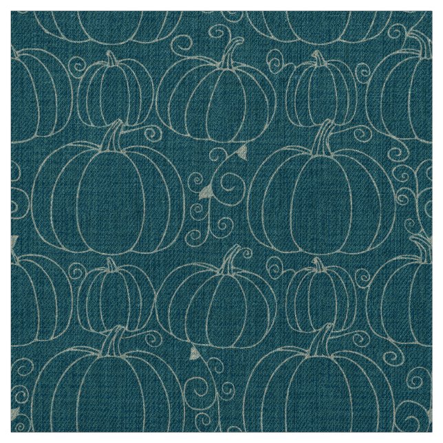 Mid-Century Modern Kürbis Teal Stoff (Muster)