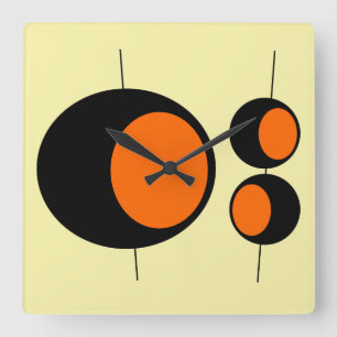 Mid-Century Modern LEMONEN-EXPLOSION KÜCHENUHR Quadratische Wanduhr