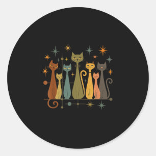 Mid-Century-Modern-Look Atomic Age 50er 60er Katze Runder Aufkleber