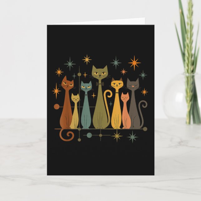 Mid-century Modern Look Atomic Age 50s 60s Cat Shi Karte (Vorderseite)