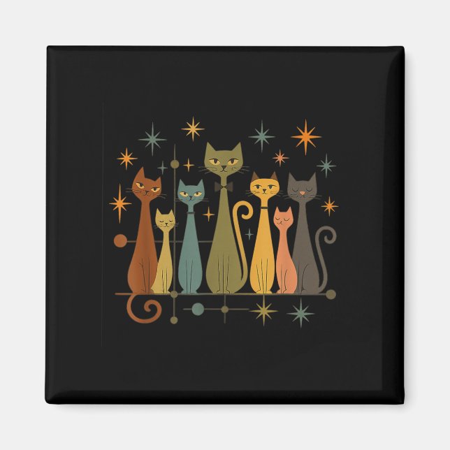 Mid-century Modern Look Atomic Age 50s 60s Cat Shi Magnet (Vorne)