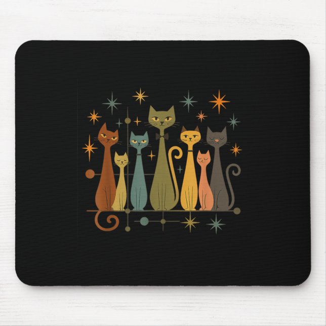 Mid-century Modern Look Atomic Age 50s 60s Cat Shi Mousepad (Vorne)
